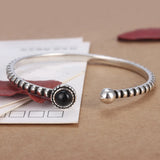 Antique 925 Sterling Silver Crystal Stripe Bangle