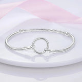 925 Silver O Closure Snake Chain Bracelet for Charm Beads Jewelry Making