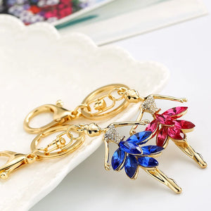 Crystal Ballerina Gift Key Chain Charm Ballet Dancing Girls Keychain