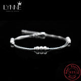 925 Silver Double Layer Bead Chain Bracelet for Women