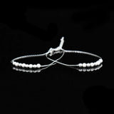925 Silver Double Layer Bead Chain Bracelet for Women