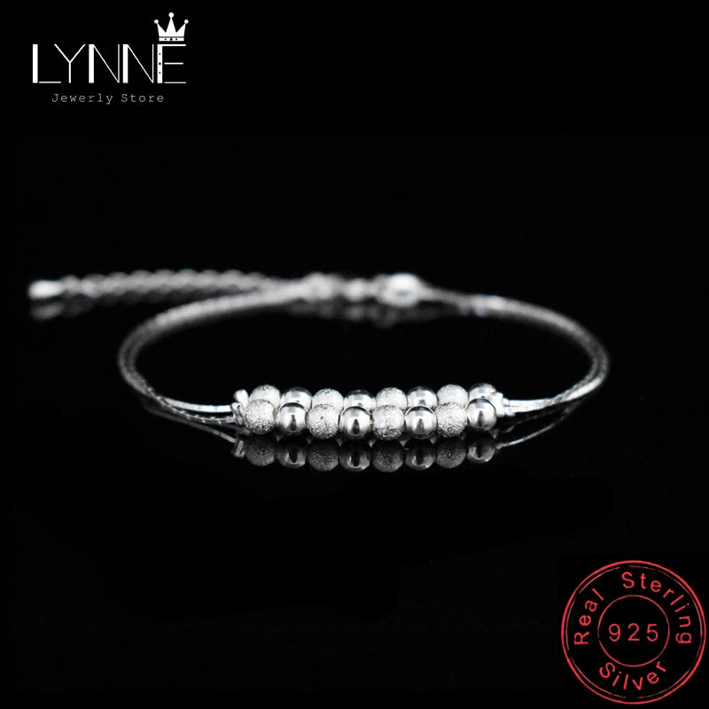 925 Silver Double Layer Bead Chain Bracelet for Women