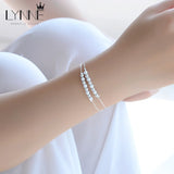 925 Silver Double Layer Bead Chain Bracelet for Women