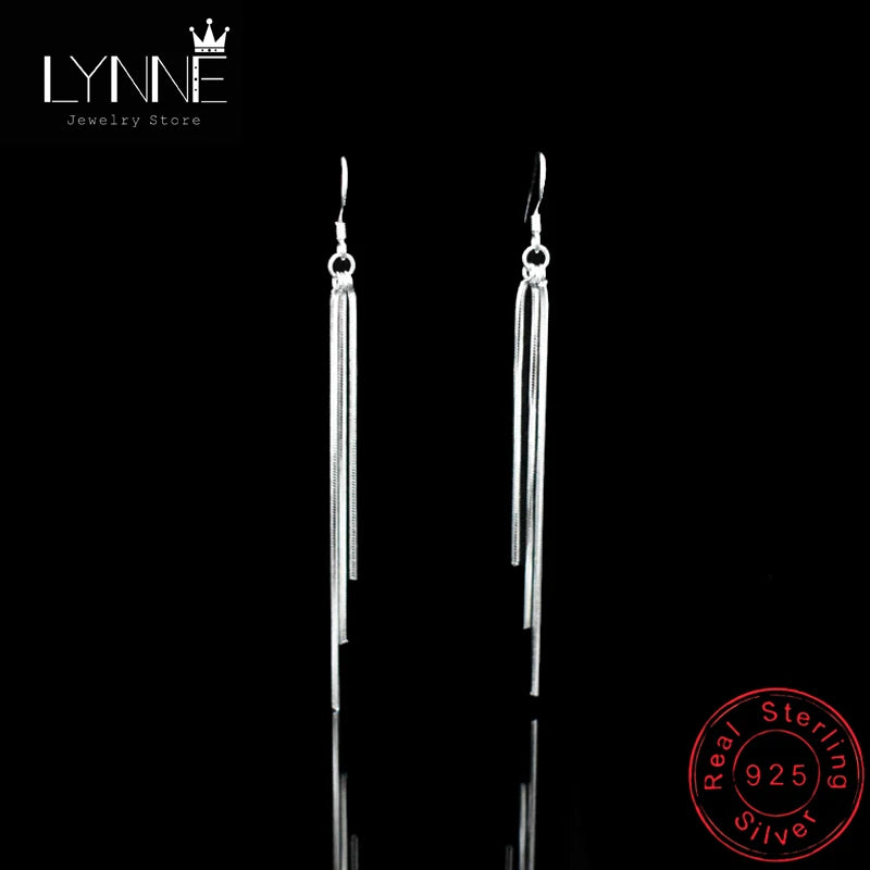 Long Tassel Drop Earrings 925 Silver Tassel Earings Women Jewelry
