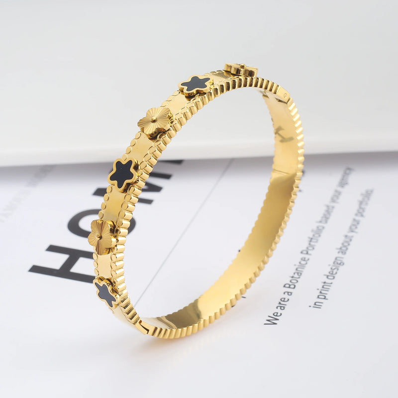 Stainless Steel Flower Bracelets & Bangles For Women Party Gift