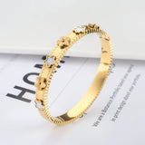 Stainless Steel Flower Bracelets & Bangles For Women Party Gift