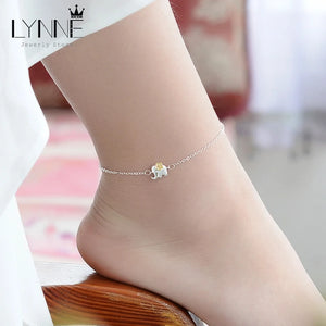 Sterling Silver Elephant Anklet Bracelet for Women&Girl