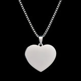 Heart Pendant Necklace Stainless Steel Blank Name Necklace Can Engrave Letters