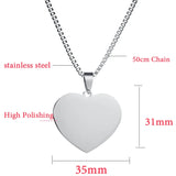 Heart Pendant Necklace Stainless Steel Blank Name Necklace Can Engrave Letters