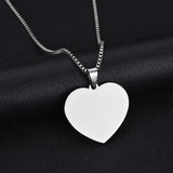 Heart Pendant Necklace Stainless Steel Blank Name Necklace Can Engrave Letters