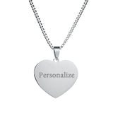 Heart Pendant Necklace Stainless Steel Blank Name Necklace Can Engrave Letters