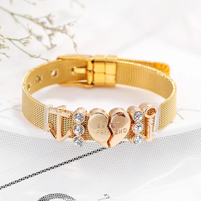 Chic Mesh Bracelet With Charms for Her