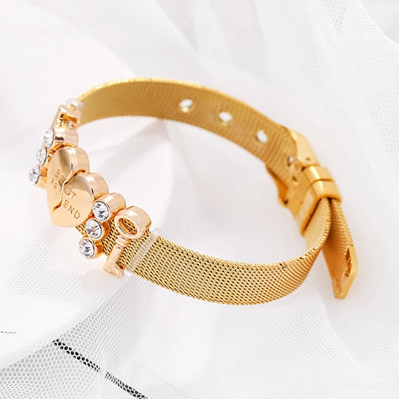 Chic Mesh Bracelet With Charms for Her