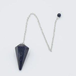 Natural Sand Stone Hexagon Pyramid Pendulum Chain Pendant