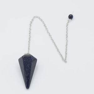 Natural Sand Stone Hexagon Pyramid Pendulum Chain Pendant