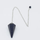 Natural Sand Stone Hexagon Pyramid Pendulum Chain Pendant