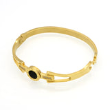 Titanium Steel Crystal Bangles Roman Numerals Bracelet