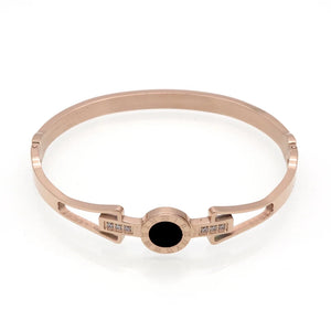 Titanium Steel Crystal Bangles Roman Numerals Bracelet