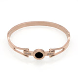 Titanium Steel Crystal Bangles Roman Numerals Bracelet