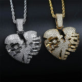 Personality Hollow Out Broken Heart Pendant Necklace