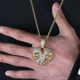 Personality Hollow Out Broken Heart Pendant Necklace