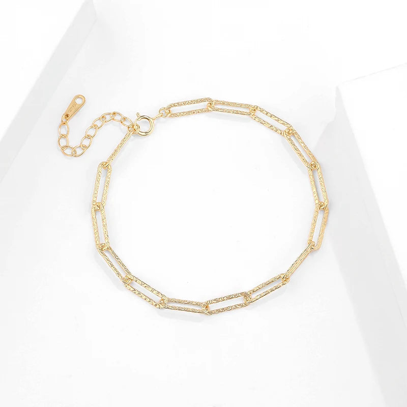 Rectangle Chain Bracelets Women 925 Sterling Silver