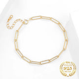 Rectangle Chain Bracelets Women 925 Sterling Silver