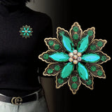 Exaggerated Gemstone Flower Zircon Brooches for Women