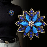 Exaggerated Gemstone Flower Zircon Brooches for Women