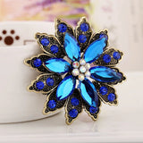Exaggerated Gemstone Flower Zircon Brooches for Women