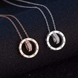 Round Love Heart Zircon Pendant Necklace 925 Sterling Silver
