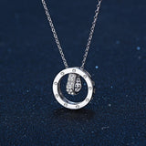 Round Love Heart Zircon Pendant Necklace 925 Sterling Silver