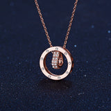 Round Love Heart Zircon Pendant Necklace 925 Sterling Silver