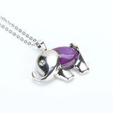 Natural Stone Elephant Pendant Quartz Crystal Necklace Women Charm