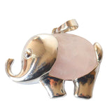 Natural Stone Elephant Pendant Quartz Crystal Necklace Women Charm