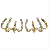 Hot Four Claws Triple Stud Earrings 925 Silver Needle Anti Allergy Ear Ring