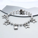 Stainless Steel Punk Silver Star Moon Stars Chain Bracelet Gift