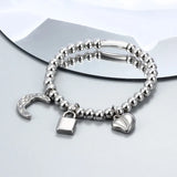 Stainless Steel Punk Silver Star Moon Stars Chain Bracelet Gift