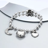 Stainless Steel Punk Silver Star Moon Stars Chain Bracelet Gift