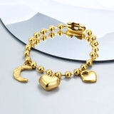 Stainless Steel Punk Silver Star Moon Stars Chain Bracelet Gift