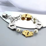 Stainless Steel Chain Bracelet Cross Star Pearl Key Lock Party Gift