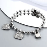 Hot Punk Silver Steel Chain Cross Stars Key Lock UN 50 Bracelet