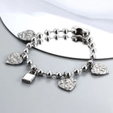 Hot Punk Silver Steel Chain Cross Stars Key Lock UN 50 Bracelet
