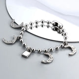 Hot Punk Silver Steel Chain Cross Stars Key Lock UN 50 Bracelet