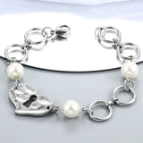 Punk Silver Stainless Steel Cross Stars Key Lock Chain Bracelet