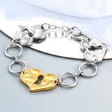 Punk Silver Stainless Steel Cross Stars Key Lock Chain Bracelet