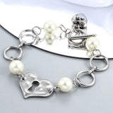 Punk Silver Stainless Steel Cross Stars Key Lock Chain Bracelet
