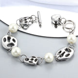 Punk Silver Stainless Steel Cross Stars Key Lock Chain Bracelet
