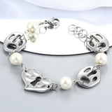 Punk Silver Stainless Steel Cross Stars Key Lock Chain Bracelet