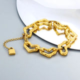 Hot Women Men Punk Silver Chain Steel Pearl Stars key Lock 50 Chain Bracelet